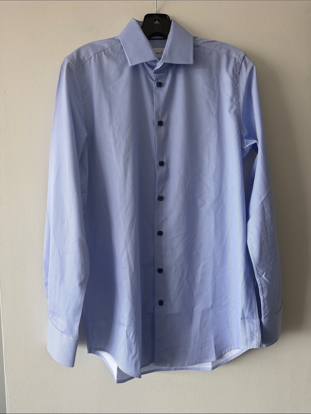 CXL Christian Lacroix Stretch Performance Dress Shirt Blue Micro Gingham Small